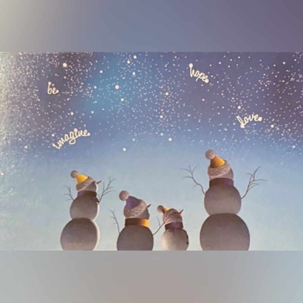 Snowman Greeting Card with Starry Sky. Printed by Equality Fund.